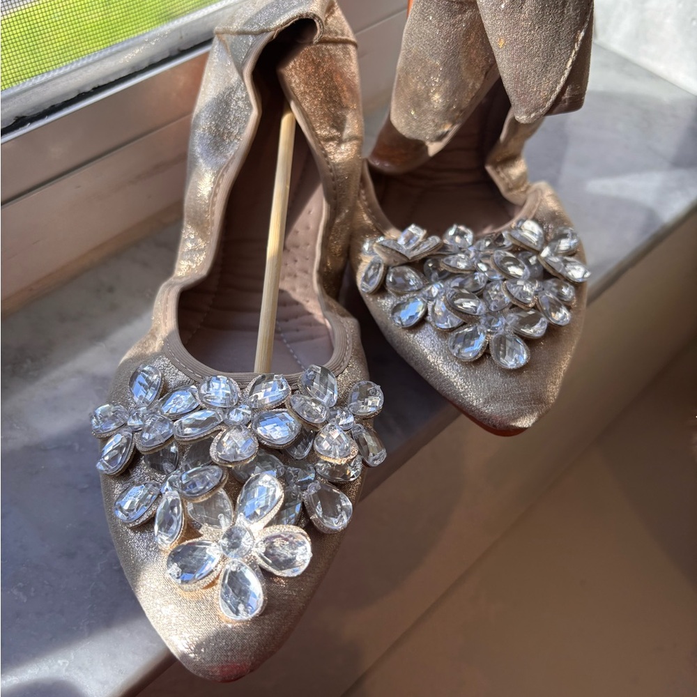 Elegant Crystal Embellished Flats